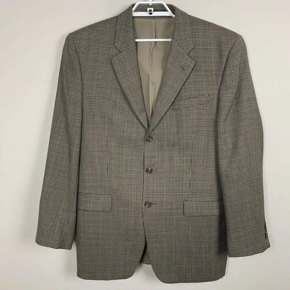 Lauren‎ Ralph Lauren Wool Houndstooth Size 42L Blazer Sports Coat Jacket